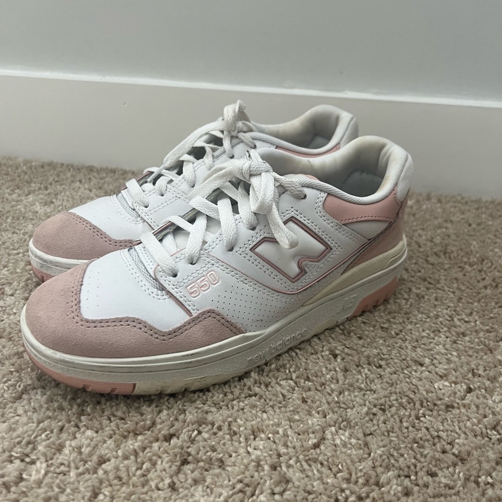 New Balance Women's 550 White and Pink Sneakers